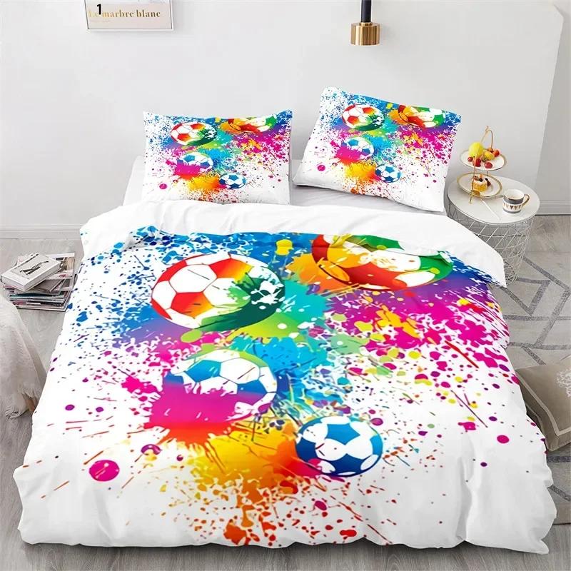 3D Fußball Aquarell Fußball Bequeme Bettdecke Bettbezug Kissenbezug Bettwäscheset Kinder Schlafzimmer Dekoration Heimtextil