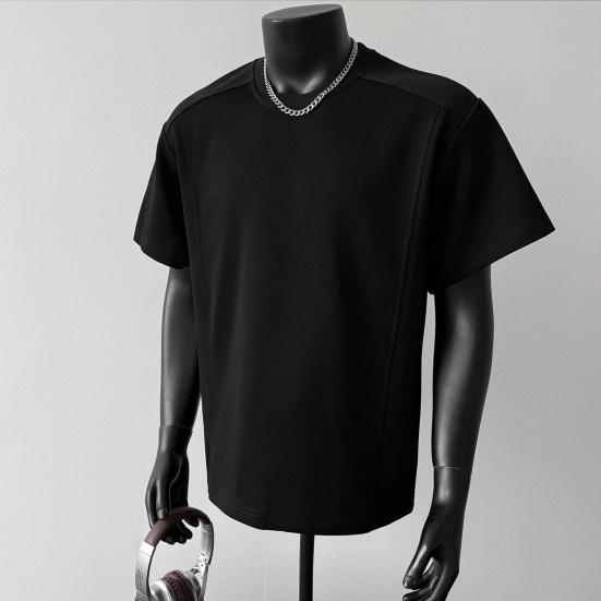 Men Crew Neck T-shirt Set-in Shoulder Solid Color Tee Breathable Loose Fit Casual Stylish Tee Shirt for Daily Life Street Office