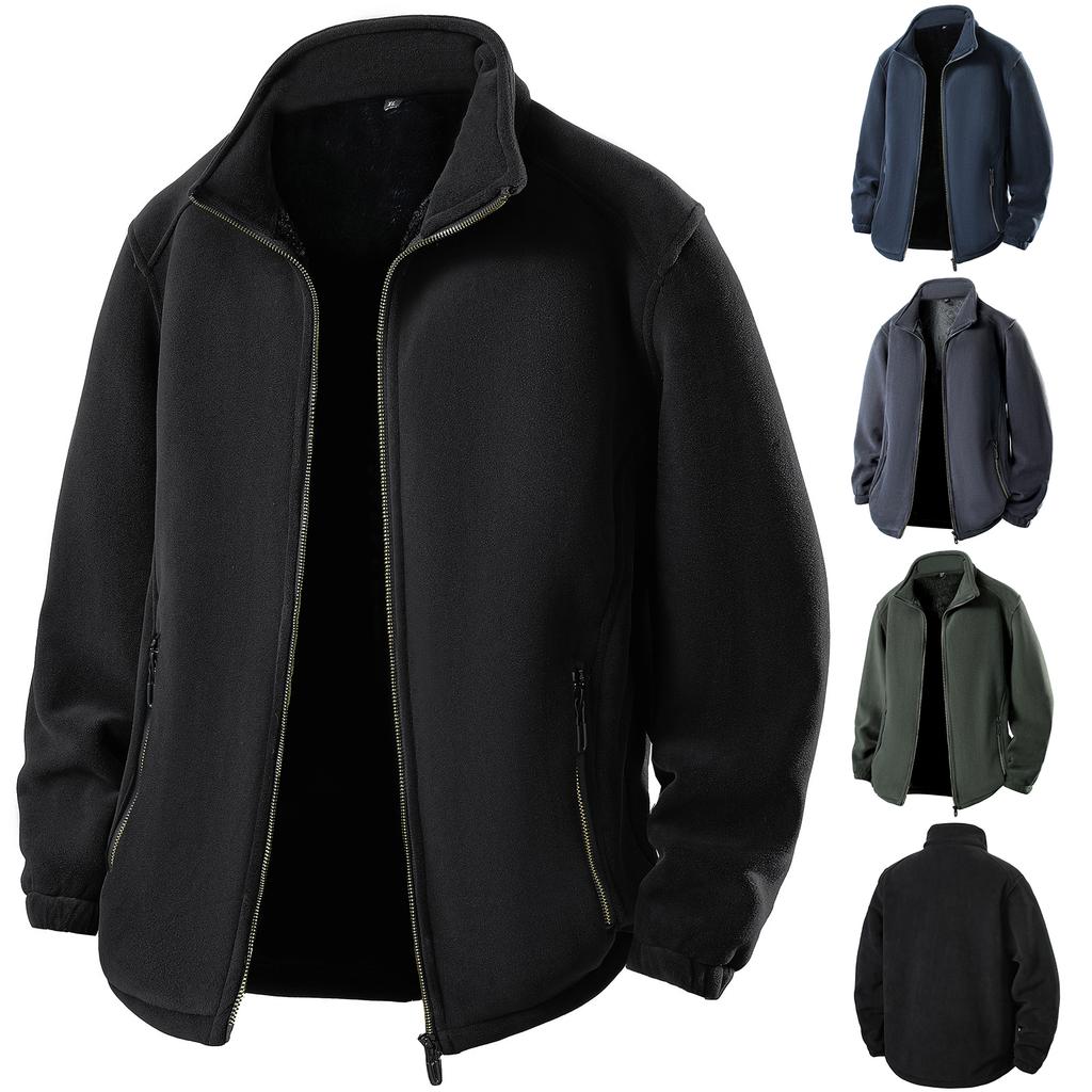 Unisex Casual Outdoor Solid Color Skirt Zippered Fleece Jacket