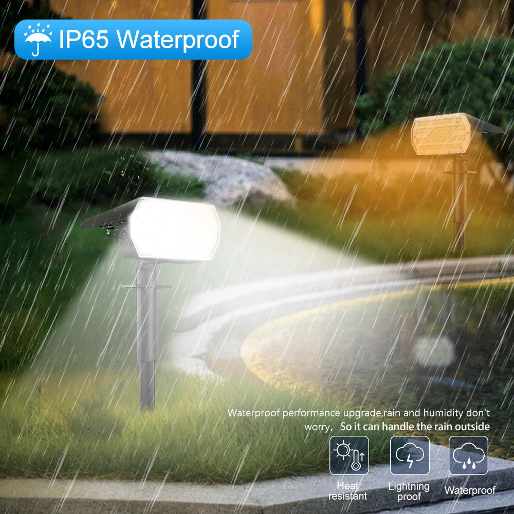 Solar Spot Lights Outdoor 86/74LED 3 Color Lighting Waterproof Solar Powered Landscape Spotlights Wall Yard Garden Pathway Lawn
