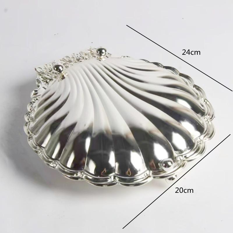 Golden Peacock Relief Design Shell Trays Decorative, Fruit Tray, Snacks, Metal Tray, Home Desktop Organizer, Kitchen Storage Box