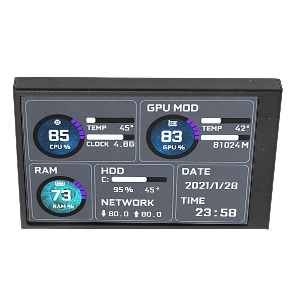 3.5inch IPS Secondary Screen USB C Computer Temperature Display Sub Screen Computer Temp Screen