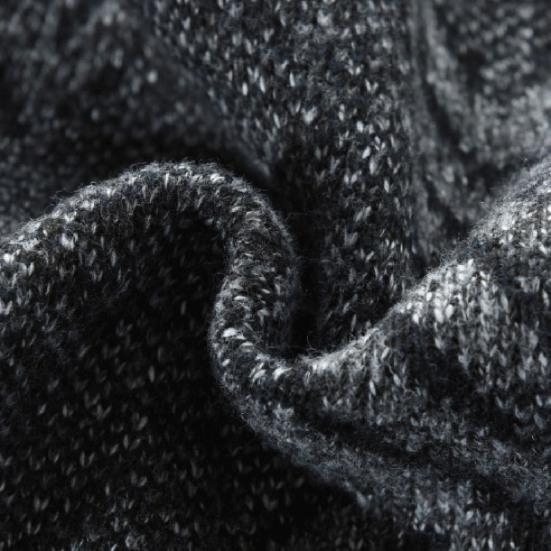 Stand Collar Long Sleeves Fleece Lining Sweater Coat Men Autumn Winter Geometric Pattern Zipper Placket Knitted Outerwear