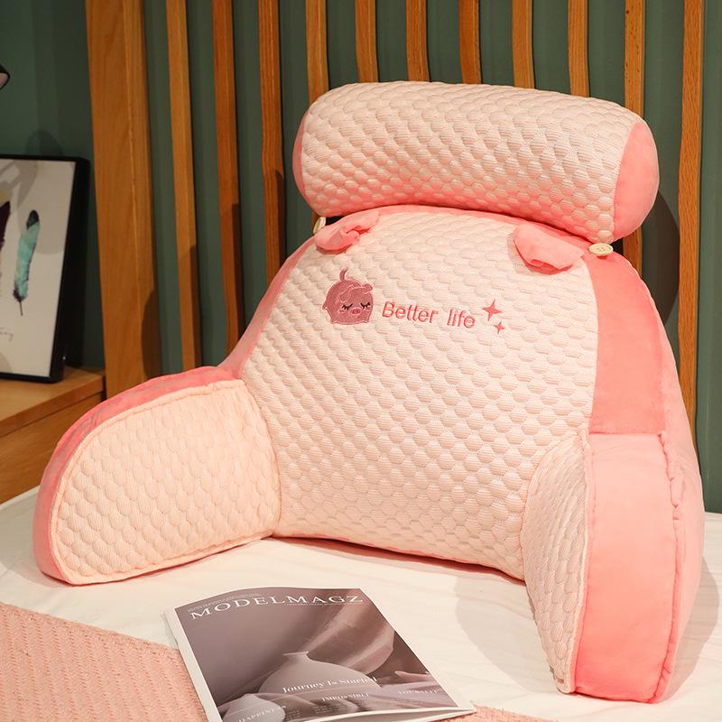 Ice Bean Cartoon Bedside Cushion: Soft Lumbar Support Pillow for Reading and Lounging