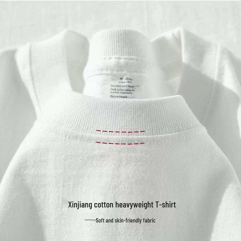 230g Women's Heavyweight Long Sleeve Solid Color Round Neck Cotton T-Shirt