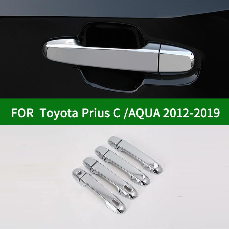 For TOYOTA Prius C AQUA Hybrid 2012- chrome silver Door Handle Cover Bezel Trim 2013 2014 2015 2016 2017 2018
