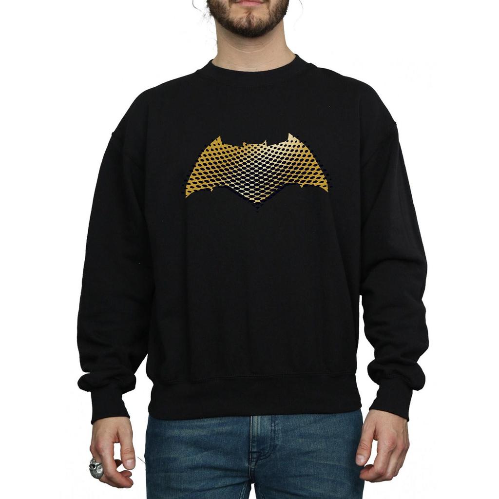 DC Comics Mens Justice League Movie Batman Logo Textured Sweatshirt