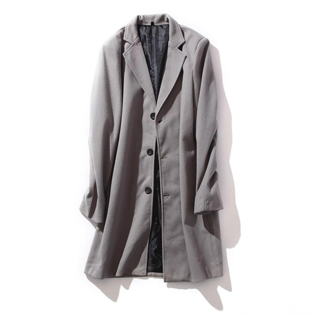 New Men's Solid Color Lapel Single-breasted Trench Coat, Casual European American Style Youth Windbreaker Outerwear, Multiple Colors In Stock