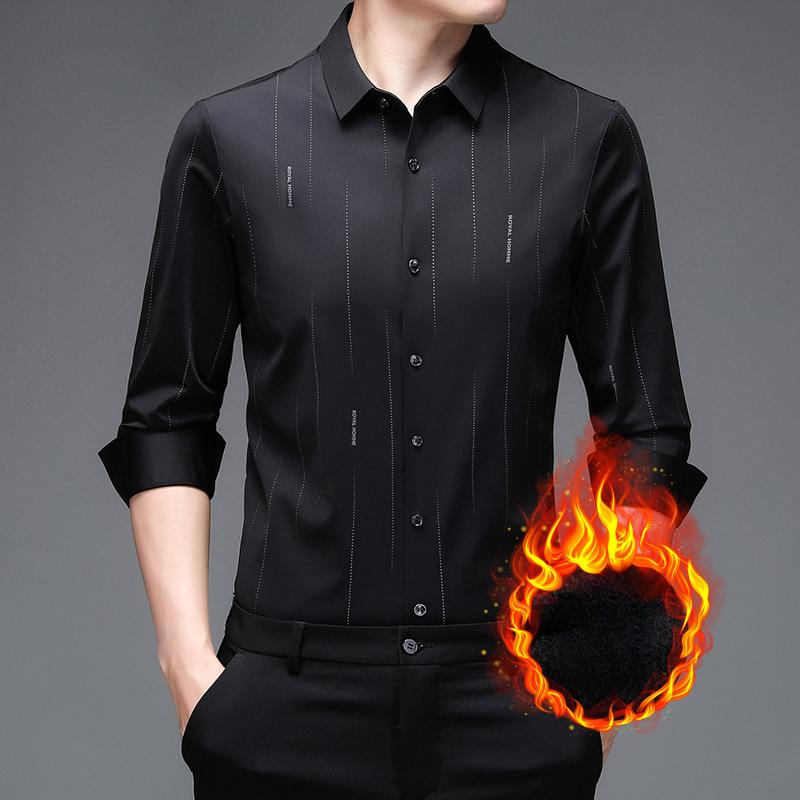 Новая зимняя мужская рубашка из бархата с длинными рукавами — фото 4