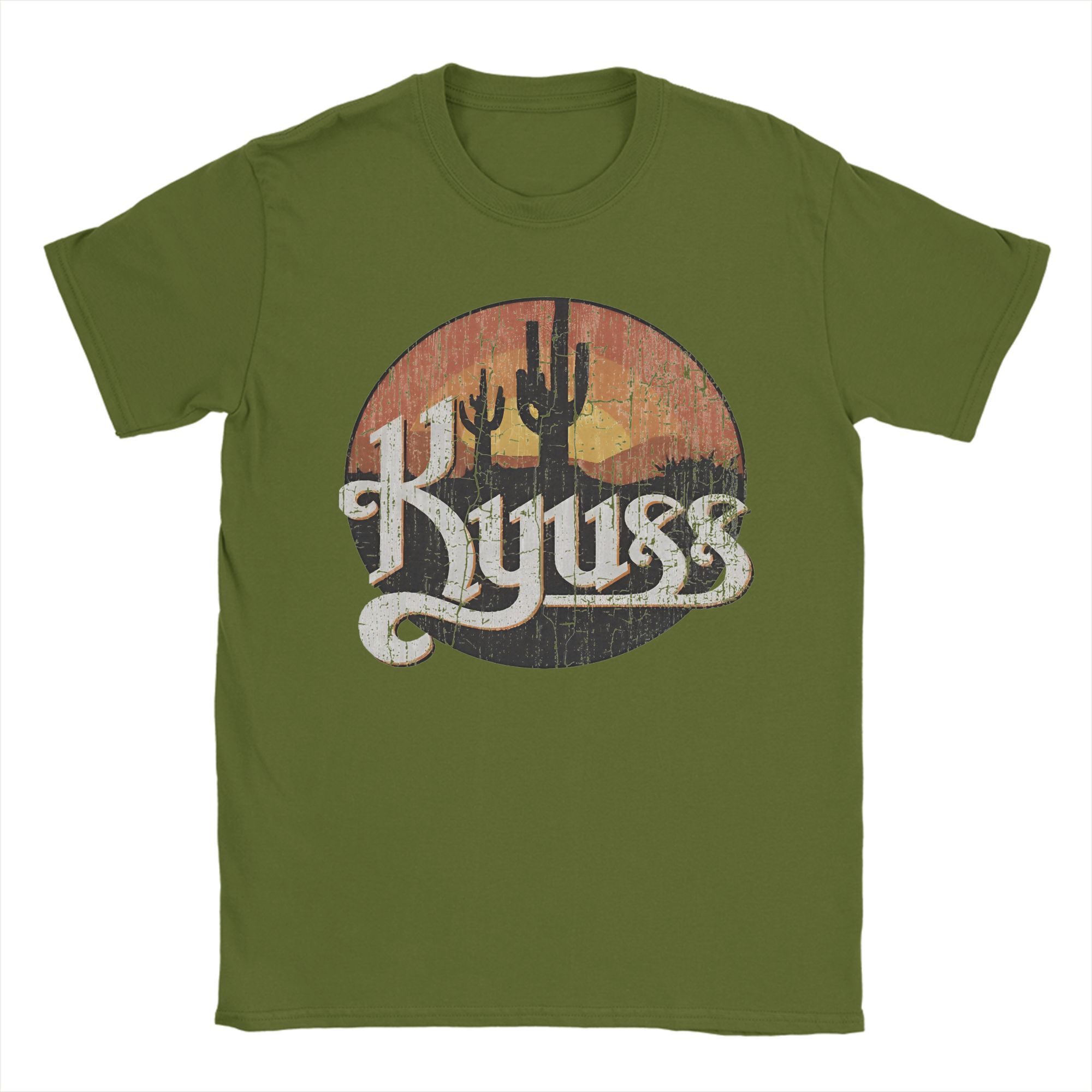 Herren T-Shirt Kyuss Sunset 1987 Queens Vintage Reines Baumwoll T-Shirt Kurzarm T-Shirts Rundhals Kleidung 6XL M