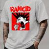 Men's RANCID Graphic Print T-Shirt Fun Graffiti Design Light Gray Casual Streetwear Tee for Men Summer Short Sleeve Crewneck Top