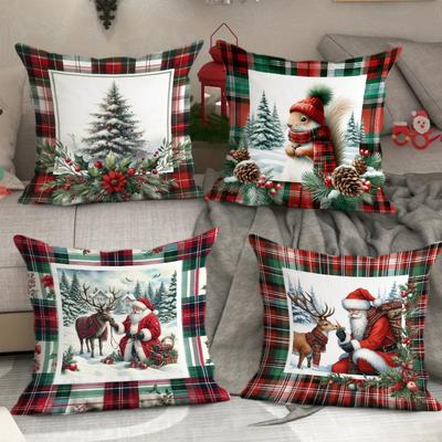 Festive Decorative Christmas Pattern Pillow Case Breathable and Comfortable Living Room Pillow