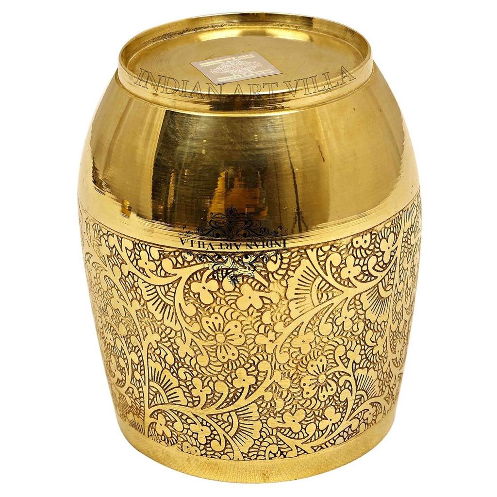 Gobelet en Verre Laiton avec Motif Floral en Relief, Boisson, 300 ML, Or