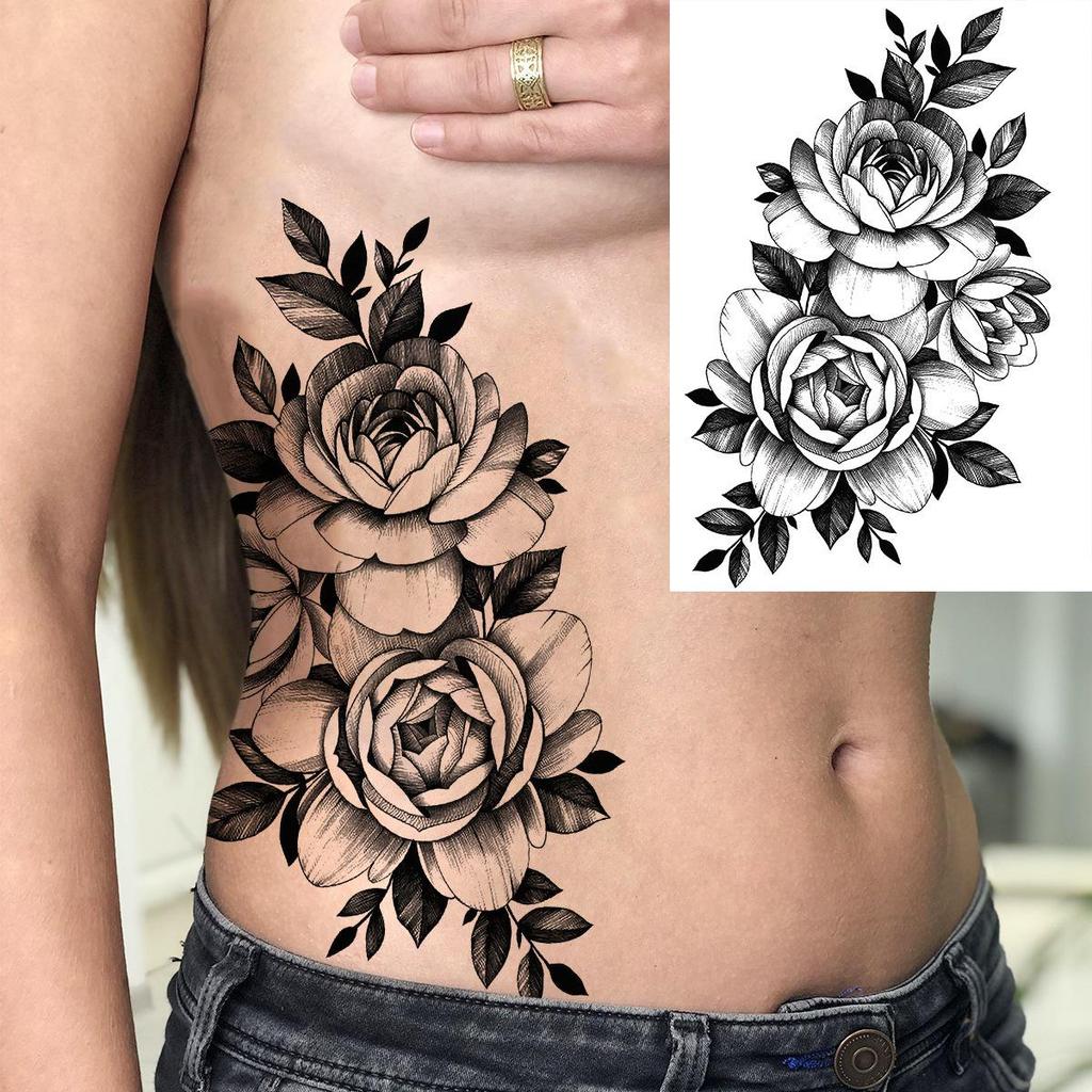 Hochwertige temporäre Rosen-Tattoos für Arm und Wade – Europäischer & Amerikanischer Stil