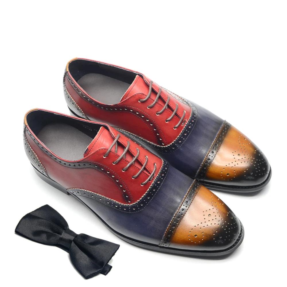 

Luxury Italian Men s Social Dress Shoes Handmade Genuine Leather Cap Toe Oxfords Lace-up Brogue Wedding Party Formal Shoe Men 46