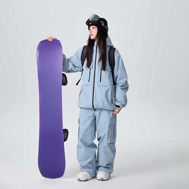 Tuta da Sci per Uomo e Donna Antivento da Esterno Ampia Tuta da Neve Impermeabile Traspirante Vestibilità Larga Calda Tuta da Snowboard Set Giacca da Sci e Pantaloni con Cappuccio