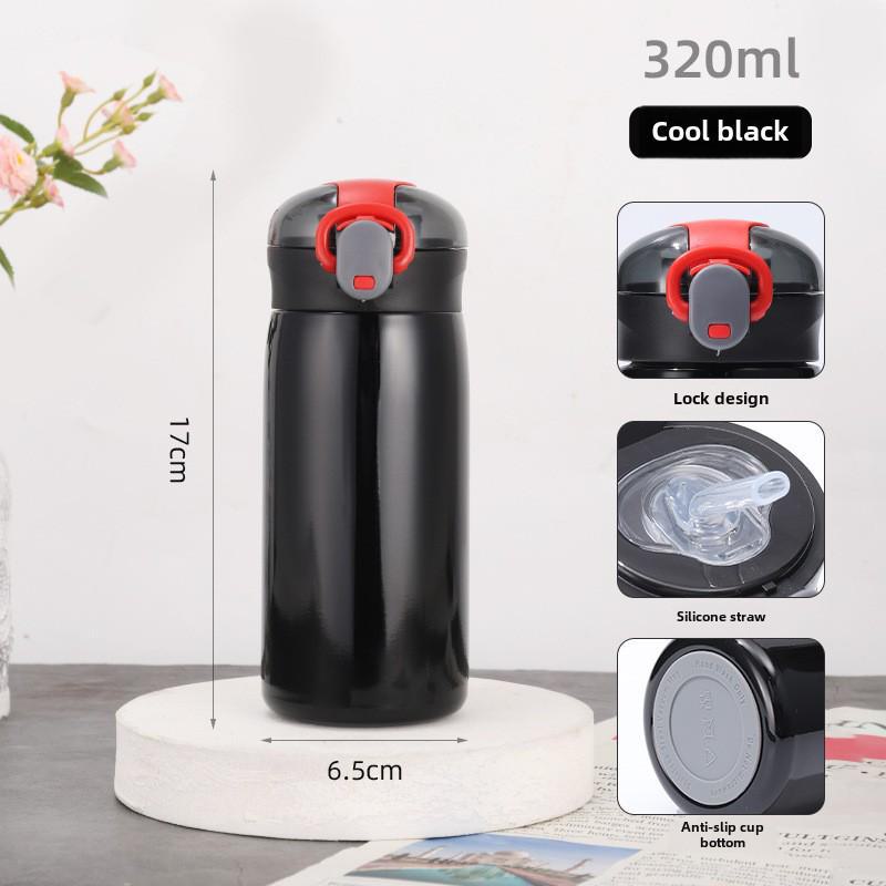 Doublelayer Steel Thermos Stainless 304 Cup With Straw Kids Coldkeeping Edition