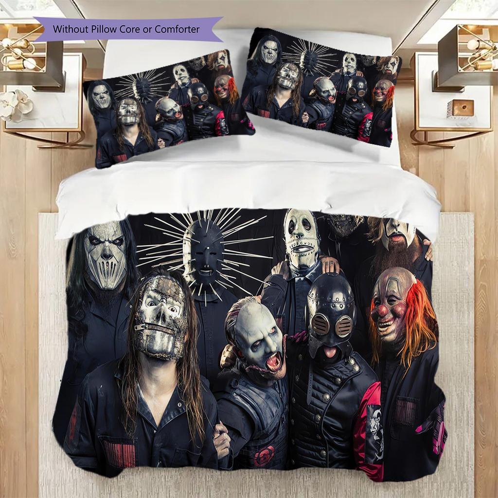Slipknot Rock Band Bedding (1 * duvet cover + 2 * pillowcase, without core) 2D Flat Duvet cover and pillowcase Bedding set Soft and comfortable
