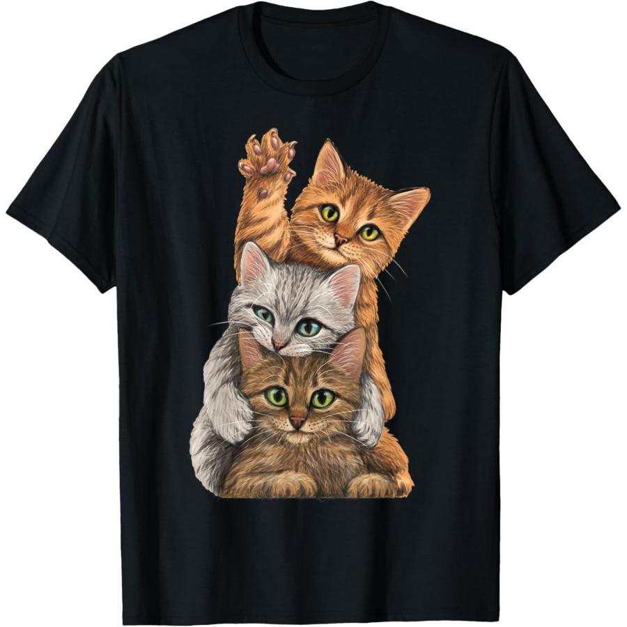 

cute little Cats playing build Wall for lovers kitty kittens T-Shirt XXXXL чорний