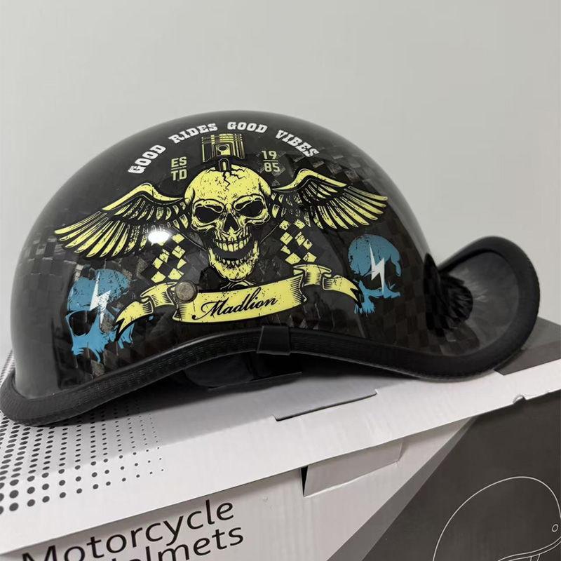 DOT Certification Motorcycle Helmet Men Women Four Seasons ABS Material Moto Helmet Carbon Fibre Half Helmet Fashion Casco Moto