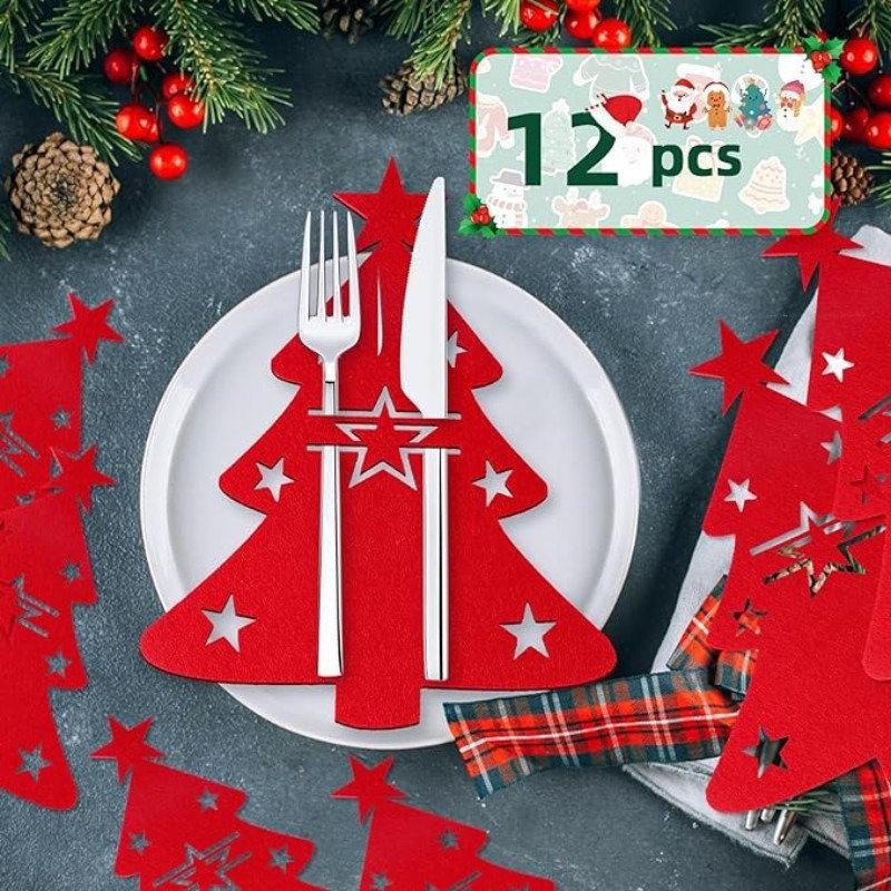 Tableware Mat Decor Felt Dining Kitchen Christmas Knife Fork Party
