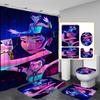 Snowman Print Toilet Bathroom Mat And Shower Curtain Four-Piece Set
