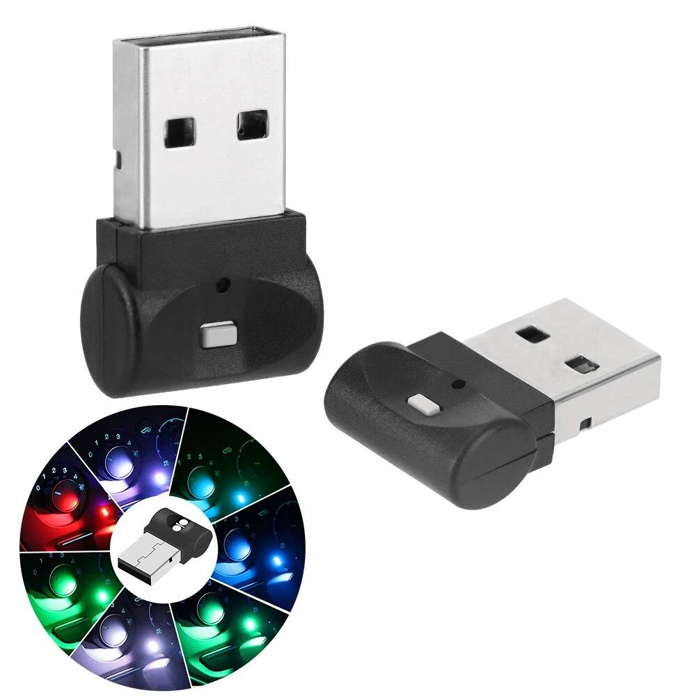 Mini USB Car Foot Light PC Auto Interior 7 Colors RGB LED Atmosphere Light Decorative Lamp Plug And Play Emergency Lighting