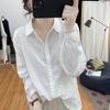Jacquards Placket Cuffs Lace Long-sleeved Shirt Female Temperament Thin Blouse Tops