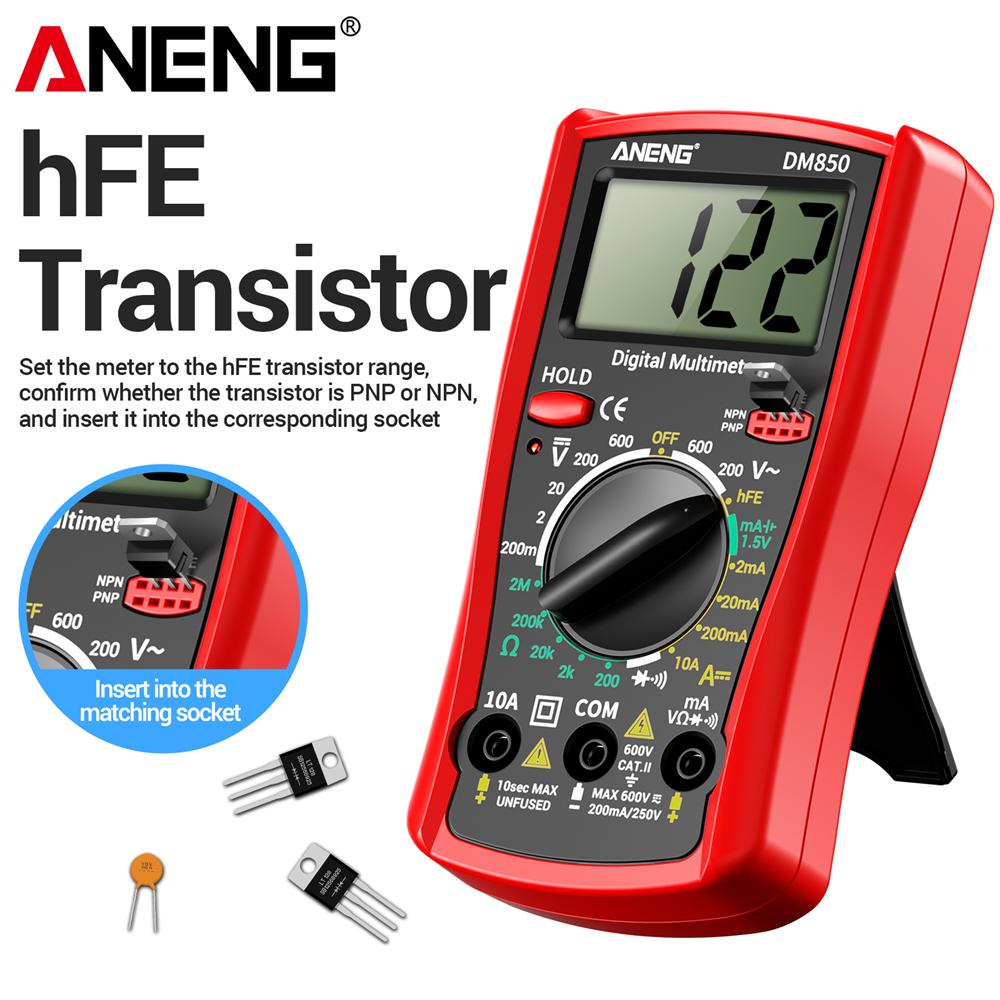 Portable ANENG DM850 Digital Multimeter 1999 Counts AC/DC Votage Ohm Current Detector Ammeter+B15 Voltage Tester Pen Electrician Tools Digital Display