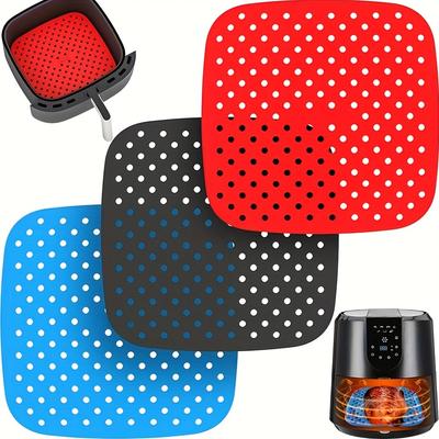 3 Reusable Silicone Deep Fryer Inner Liners, Easy-to-clean Oil Baking Pan Accessories, Silicone Baking Pads, Non-stick, Pneumatic Oil Wok Accessories