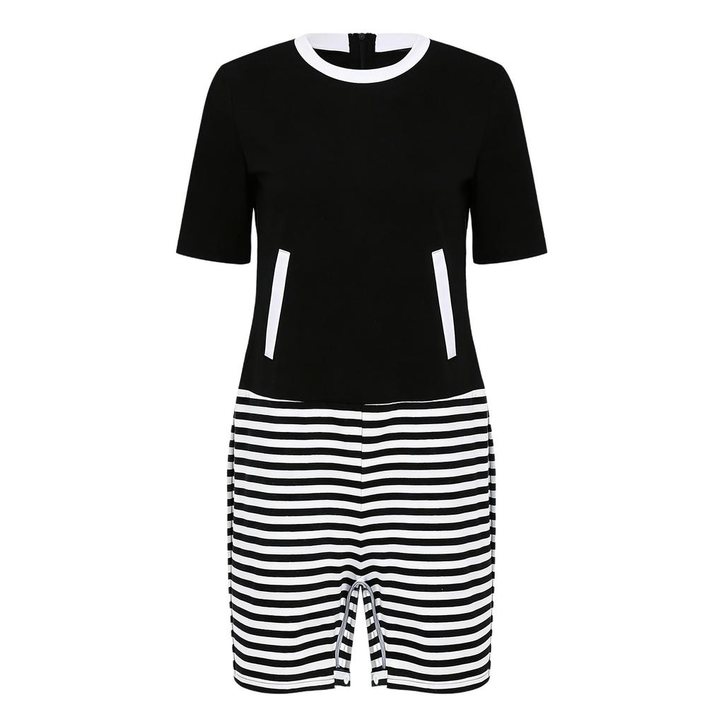 Tuta adattiva da donna per anziani con cerniera posteriore cerniera all'inguine Color Blocking Anti-strappo Tuta intera Bodysuit Alzheimer