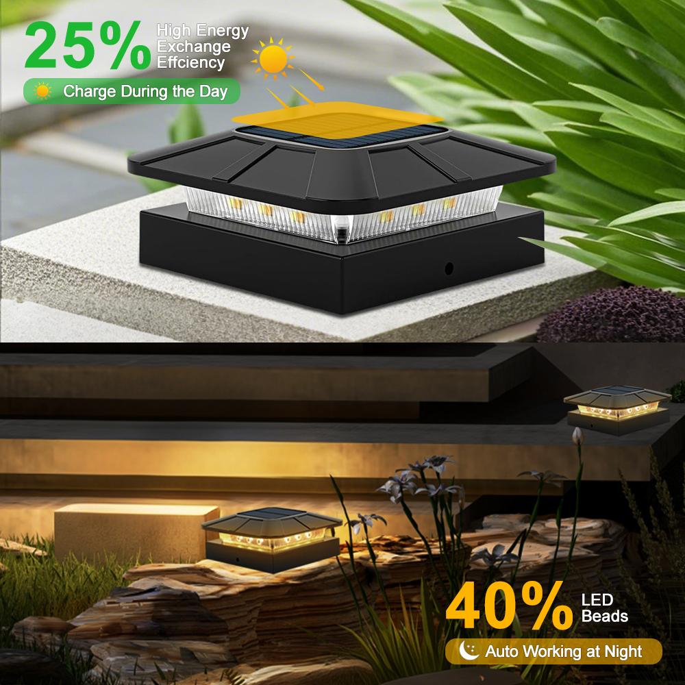 Solar Fench Post Cap Lights 3 Modes Lighting Deck Fence Post Lights Fit 4x4 Wood Vinyl Posts For Patio Porch Decorate
