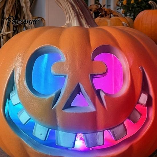 Indoor Party Props LED Halloween Pumpkin Light, Light Up Jack O Lantern Decor, Color Retro Ornaments Gradient Glowing Lamp for Yard Porch Window