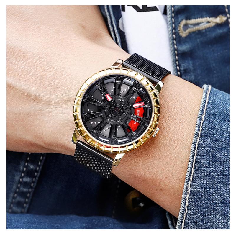 SANDA Neue Herrenuhr Mode Herrenuhr Serie Rad Personalisierte Lässige Skelettierte Herrenuhr Wasserdichtes Netzwerk mit Quarzwerk