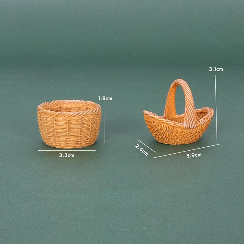 3Pcs/Set Dollhouse Simulation Vegetable Handheld Basket Model Mini Vegetables Decoration For 1/12 Dolls House Kitchen Play Toys