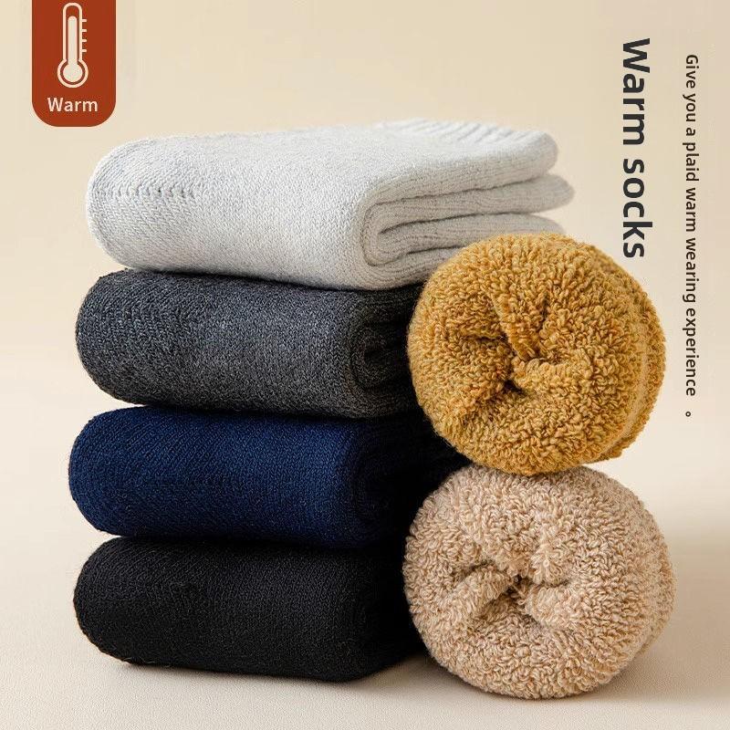 Thick and Warm Fleece-lined Thick Socks for Men, Mid-calf Socks, Winter Warmest Wool Socks, Mid-calf Woolen Tube Socks