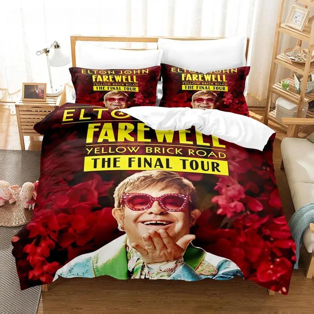 Elton John FAREWELL Yellow Brick Road Bedding Set Single Twin Full Queen King Size Bed Set Aldult Kid Bedroom Duvetcover Set