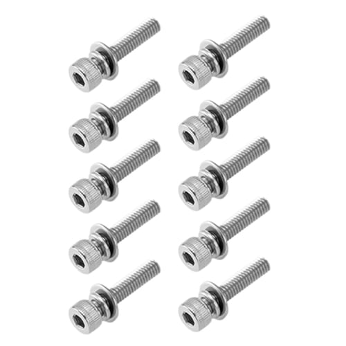 AZNABLE Bolts, Hex Socket Head Bolts, Stainless Steel Washer Kit for Combine Harvesters, Set of 10 (M3 x 8mm)