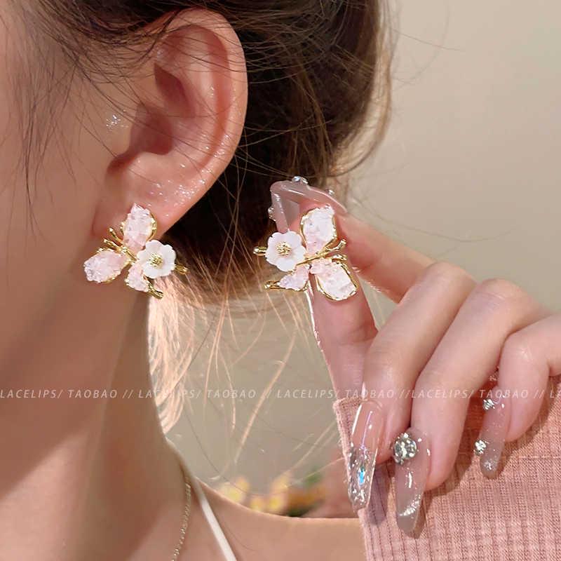 2025 Trendy Korean Micro-Inlaid Zircon Bow Earrings with S925 Silver Needle and Pearl for Women