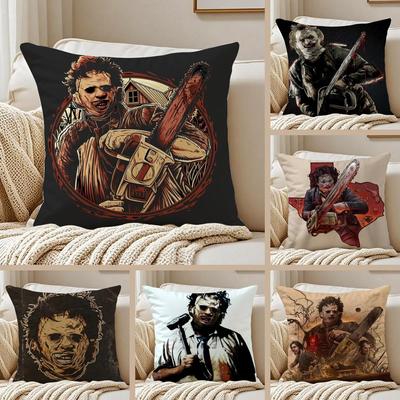 S-Saw Massacre Cushion Cover Silky Short Plush Sofa Pillow Cover Hidden Zipper Soft Dustproof Case for Home Decor