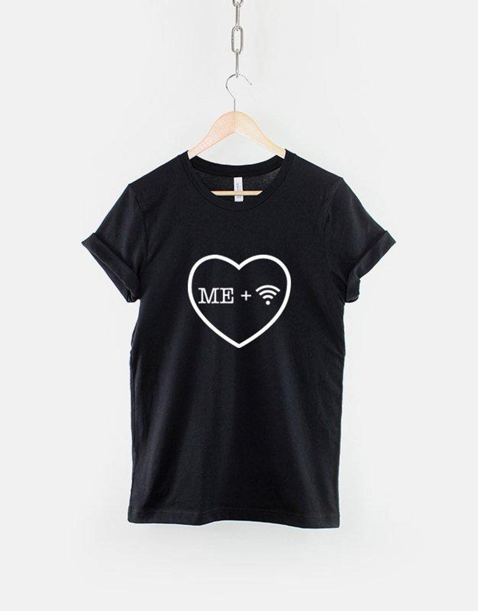 Wifi Heart T Shirt: Ring Spun Cotton Unisex Casual Tee M