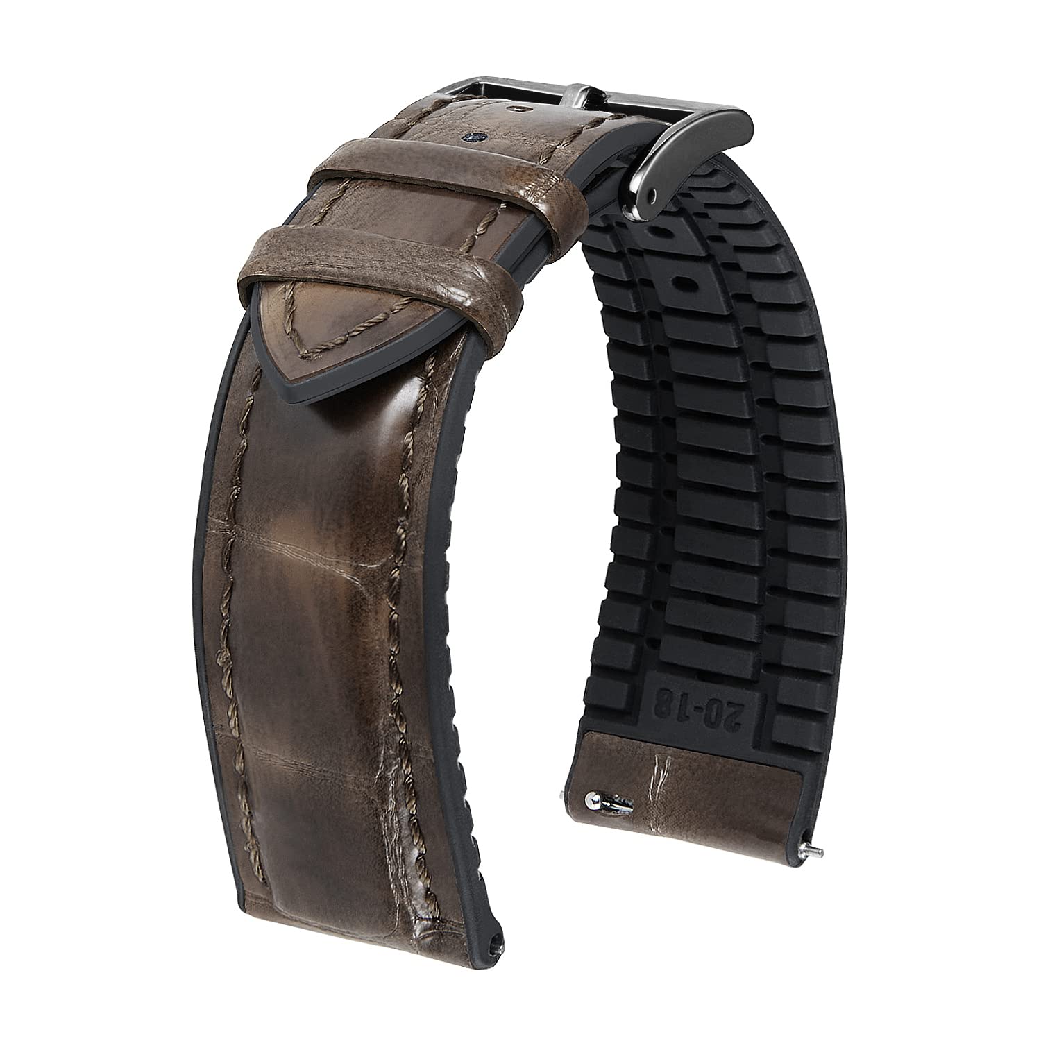 

[BINLUN] Leather Watch Band, Quick Release Leather Watch Band, Alligator Pattern Watch Band, Inner 14 mm