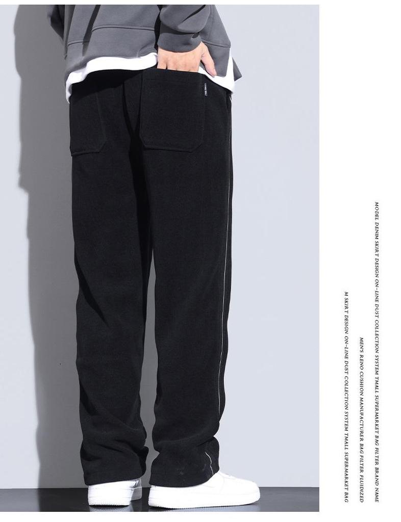 Men's Fleece-Lined Wide-Leg Sweatpants, Winter Sports Casual Pants for Spring/Autumn 2025