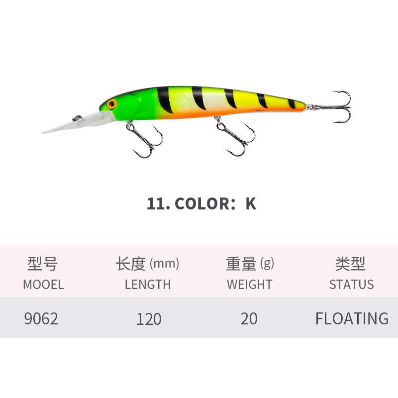 120MM/20G Road Lure Long Tongue Minnow Diving Imitation Fake Bait Freshwater Sea Fishing Warp Bass Fishing Lure Sea Bass Road