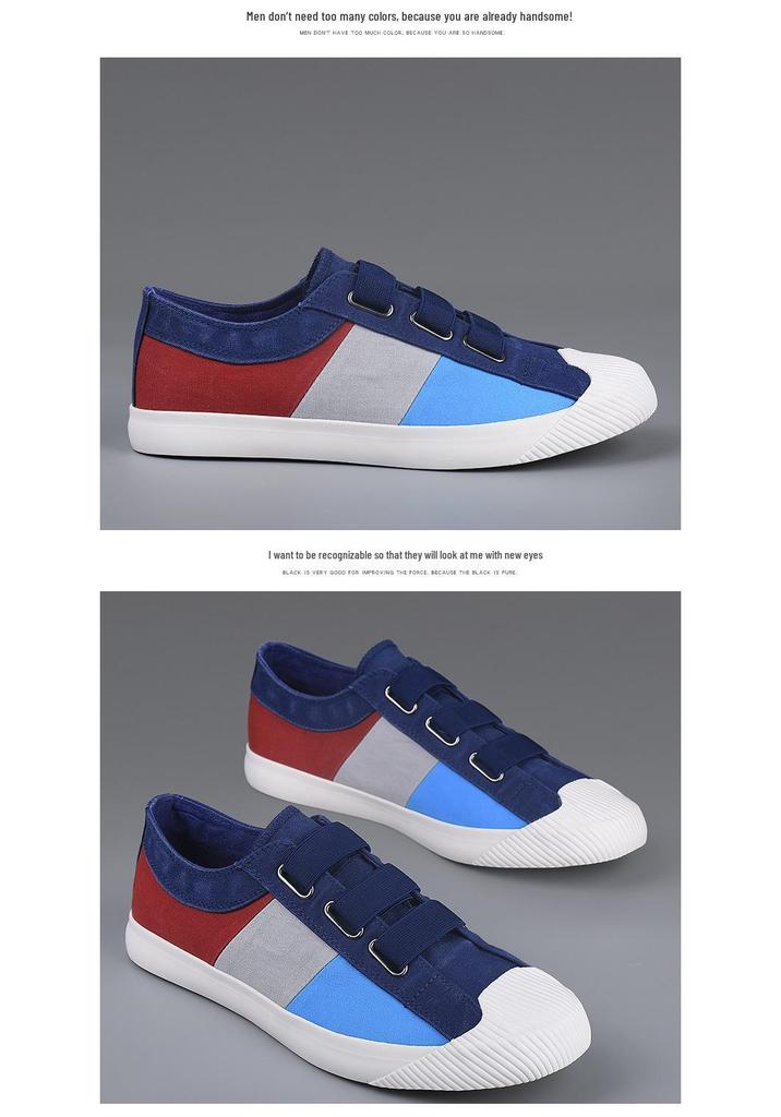 Men's 2026 Spring Canvas Slip-On Shoes: Solid Color, Breathable, Casual Low-Top Flats