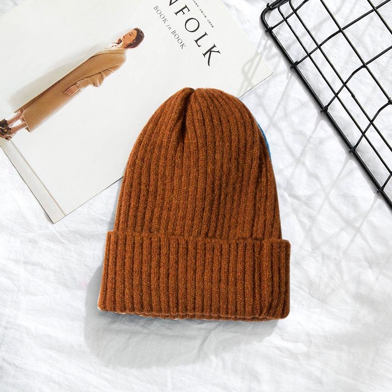 Solid Color Extended Wool Hat Women's Winter Versatile Cold-proof Loose Warm Casual Knitted Hat Men