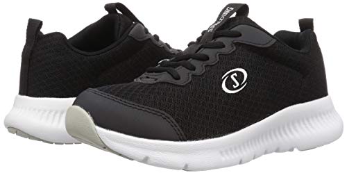 SPALDING Women's 5E JIN 3750 Walking Shoes, Wide Width, Lightweight, Size 24.0 Cm, Black