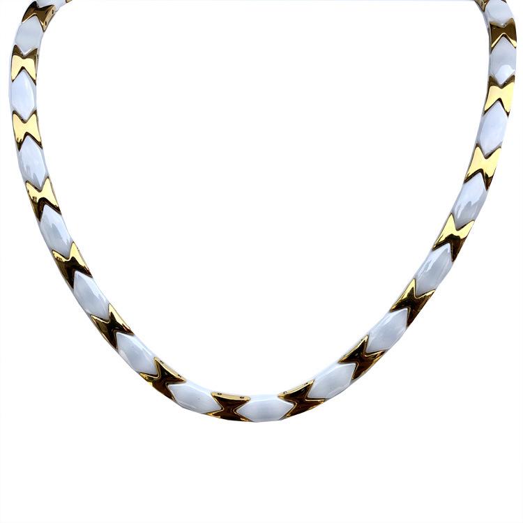 

Fish-Shaped Titanium Steel Necklace with White Ceramic and Gold Plating - Magnetic Men s Christmas Jewelry 18K платиновый