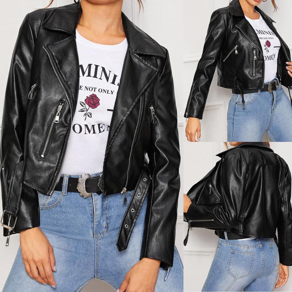 Fashion Women Casual Solid Zipper Tops Long Sleeve Short Jacket Overcoat Coat