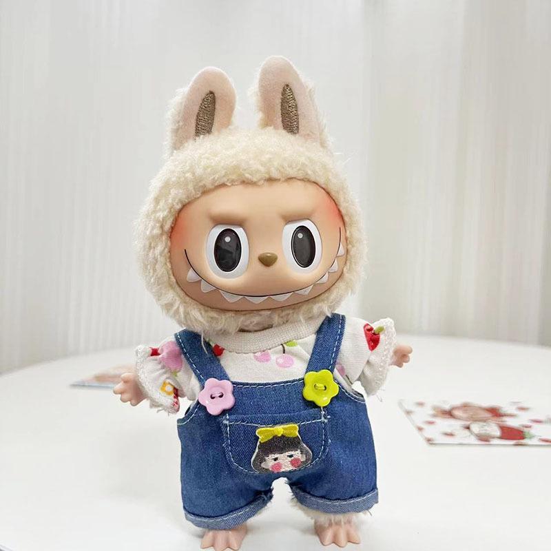 17cm Labubu Doll Clothes: Ice Cream Overalls - Cute Pendant Blind Box